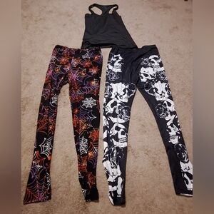 Halloween Leggings And Dark Gray Workout Top /